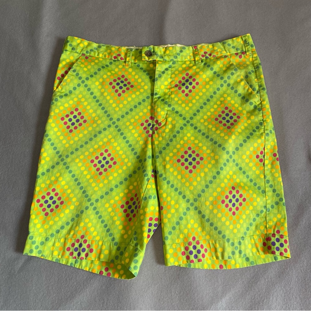 Loudmouth Golf Shorts Polka Dots Multicolored 10” Inseam Men’s Size 38